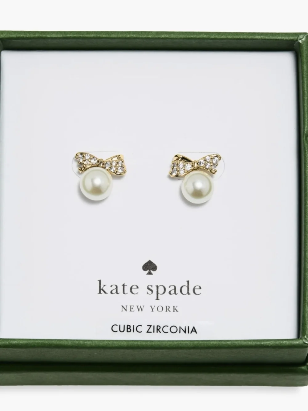 Kate Spade Pav`e Faux Pearl & Bow Stud Earrings NEW